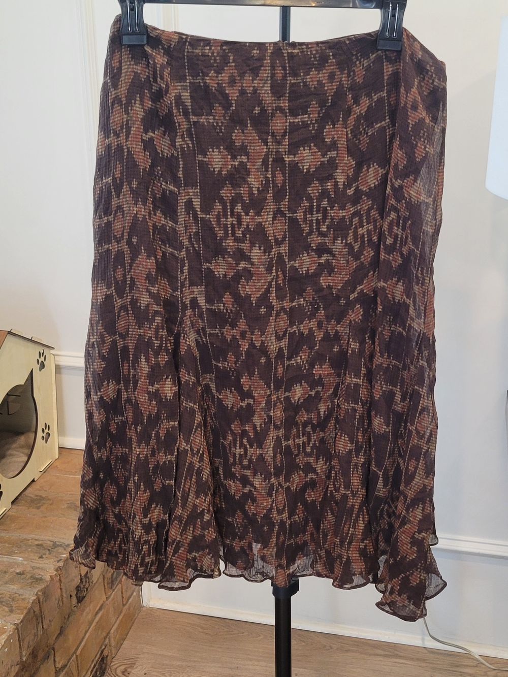 Ralph Lauren Brown and Tan Patterned A-Line Skirt